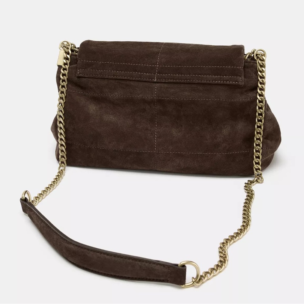 Zara leather chocolate brown leather shoulder bag purse - Picture 6 of 14